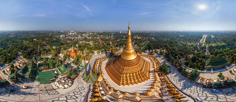 Золотая ступа Шведагон, Мьянма (Бирма) - AirPano.ru • 360 Градусов Аэрофотопанорамы • 3D Виртуальные Туры Вокруг Света